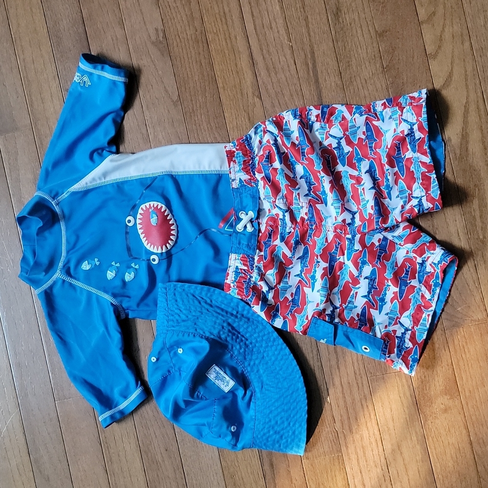 UV Skinz Boys 3pc Shark Swimsuit Set Size 3T